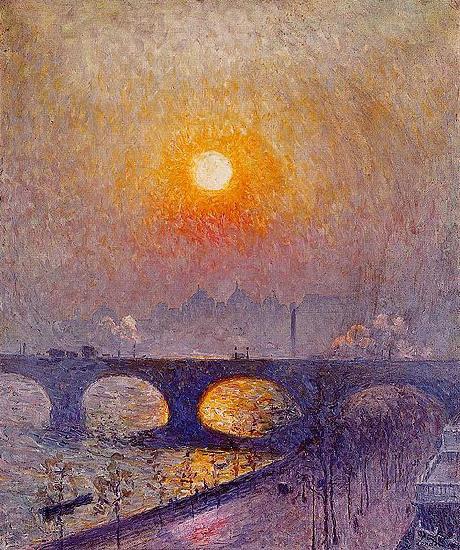 Emile Claus Sunset over Waterloo Bridge Sweden oil painting art